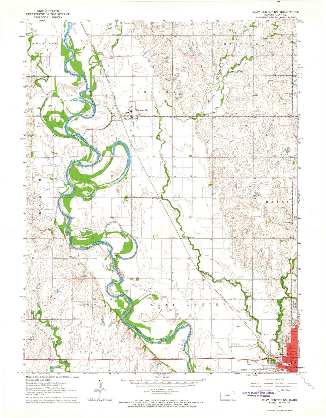 1964 Clay Center, KS - Kansas - USGS Topographic Map v2