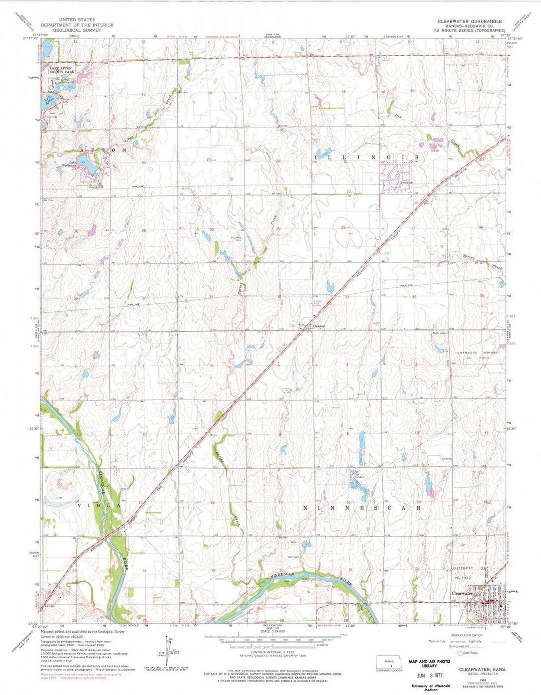 1965 Clearwater, KS - Kansas - USGS Topographic Map