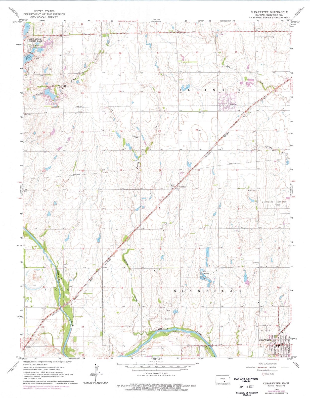 1965 Clearwater, KS - Kansas - USGS Topographic Map