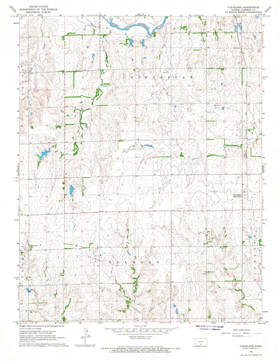 1967 Cleveland, KS - Kansas - USGS Topographic Map