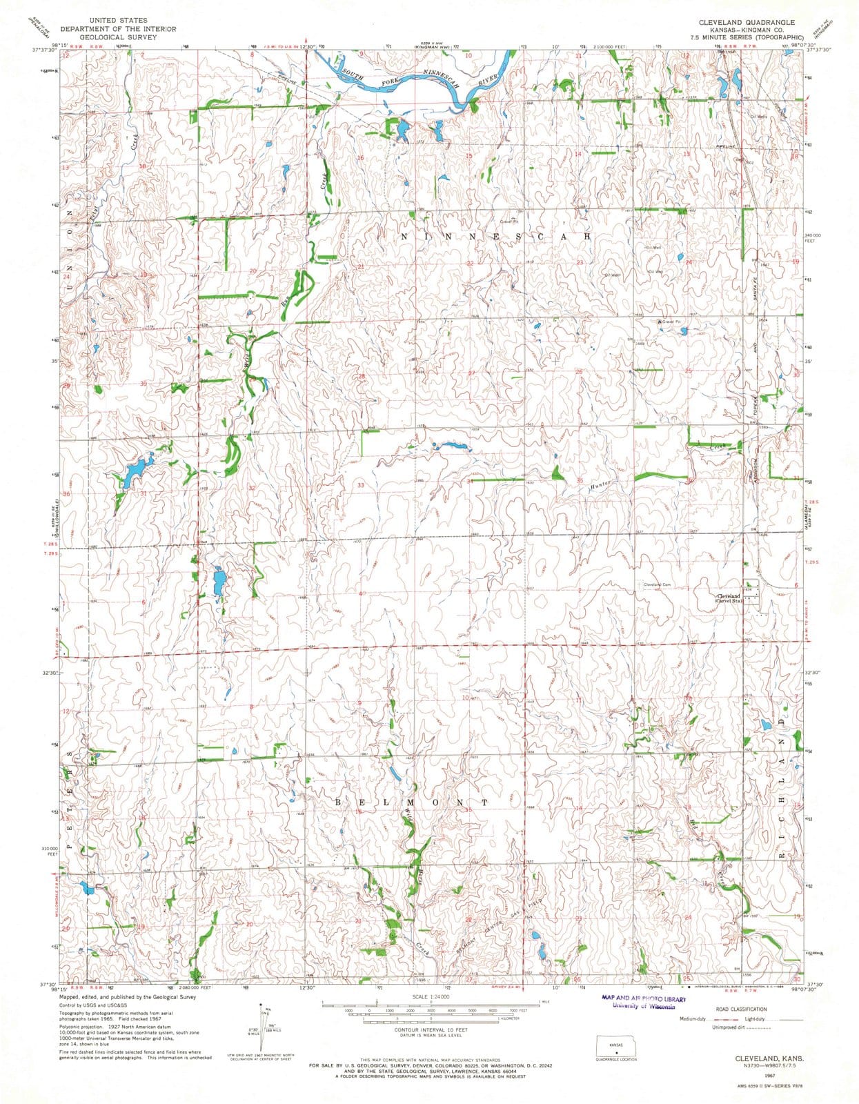 1967 Cleveland, KS - Kansas - USGS Topographic Map