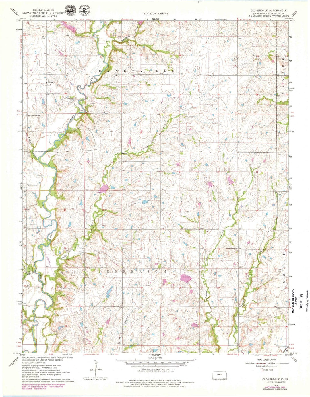 1962 Cloverdale, KS - Kansas - USGS Topographic Map