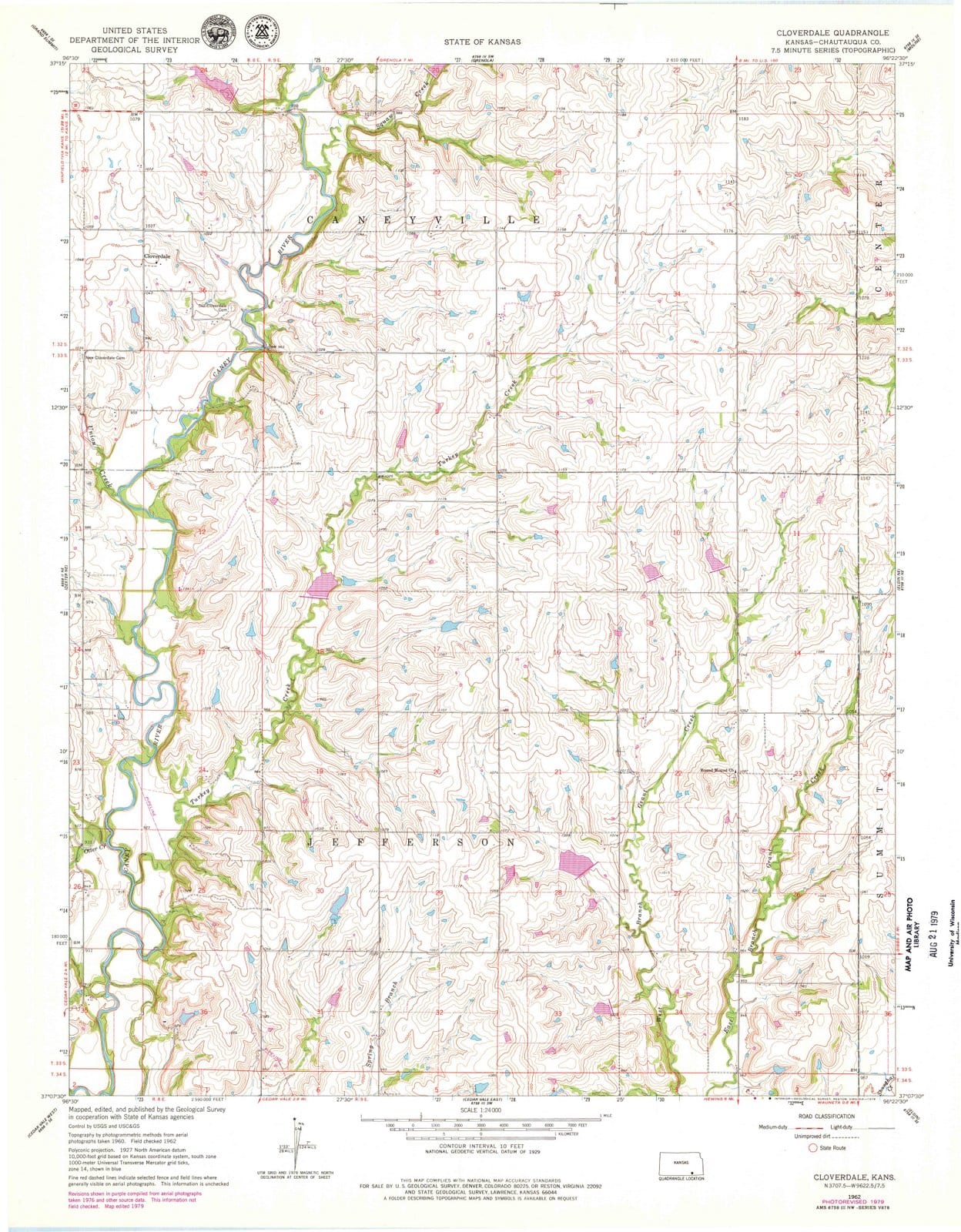 1962 Cloverdale, KS - Kansas - USGS Topographic Map