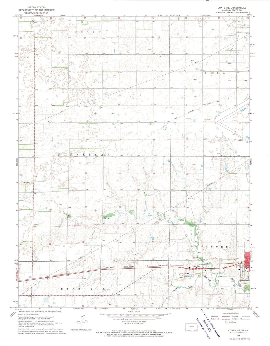 1968 Coats, KS - Kansas - USGS Topographic Map