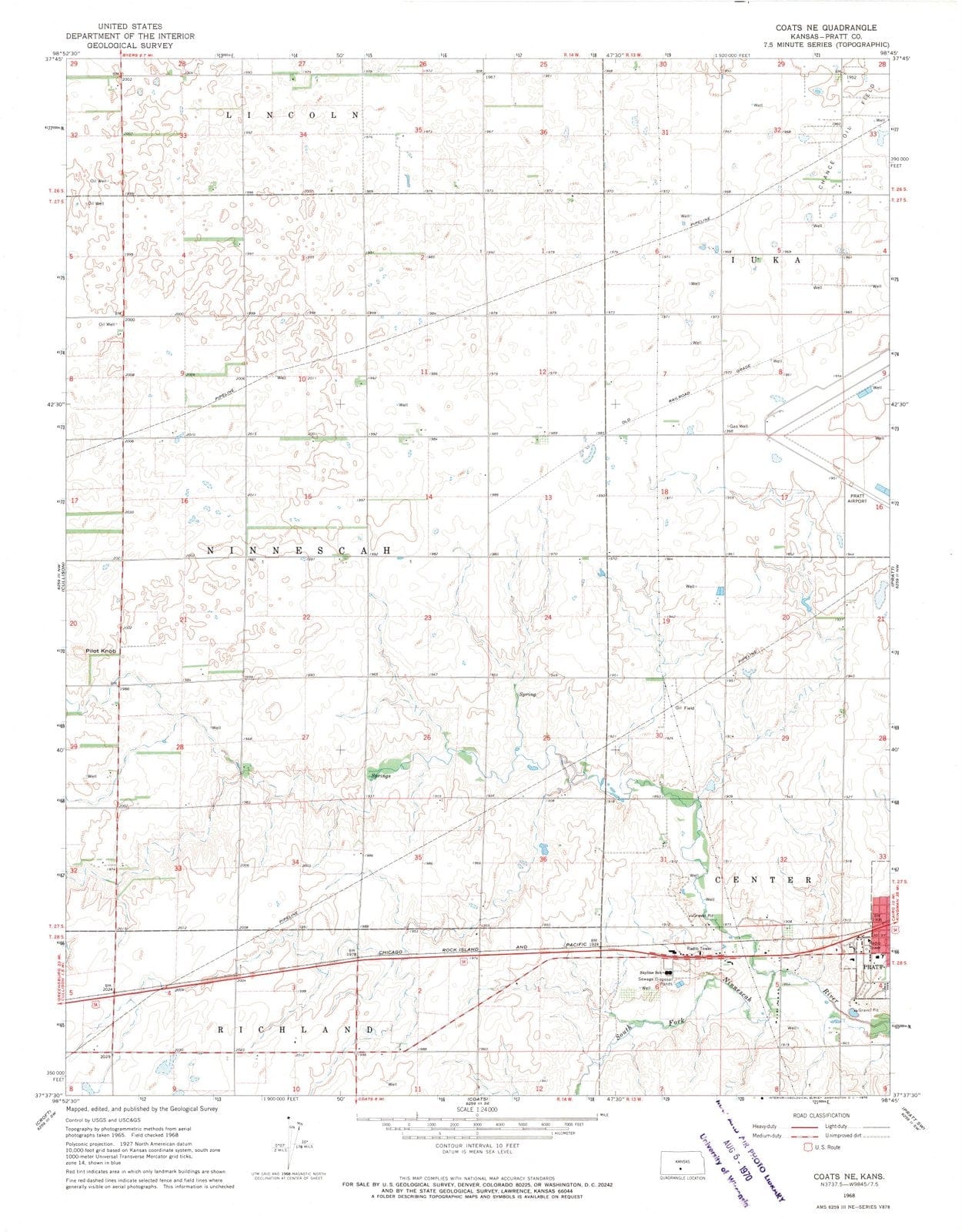 1968 Coats, KS - Kansas - USGS Topographic Map