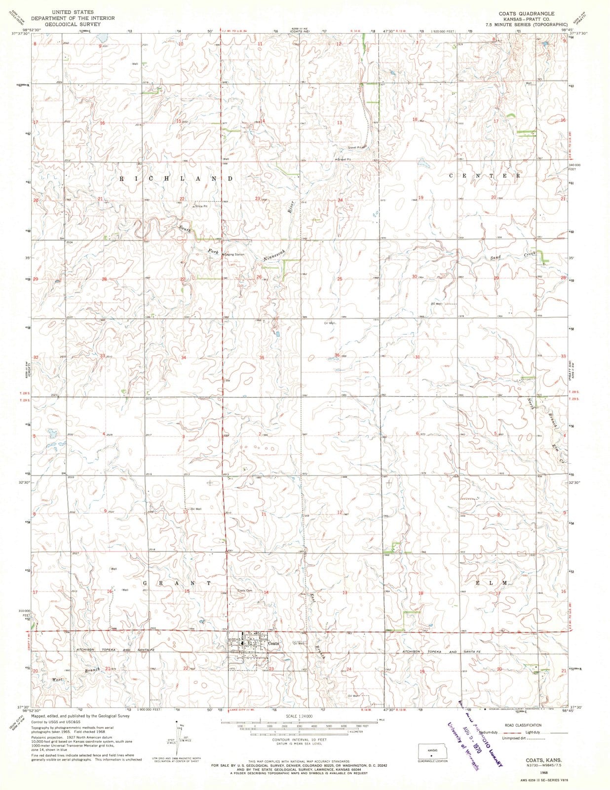 1968 Coats, KS - Kansas - USGS Topographic Map v2