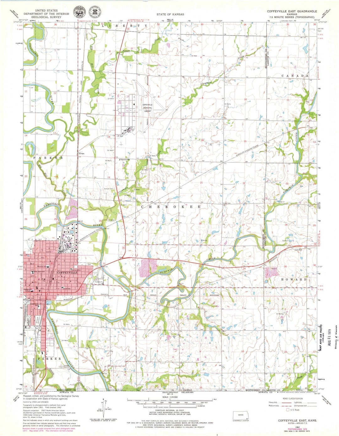 1962 Coffeyville East, KS - Kansas - USGS Topographic Map