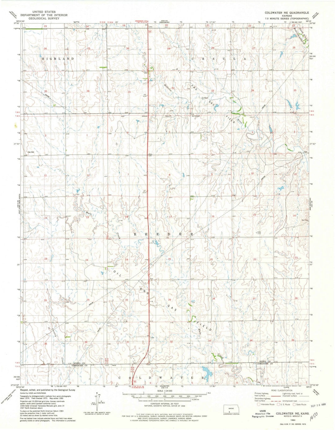 1980 Coldwater, KS - Kansas - USGS Topographic Map