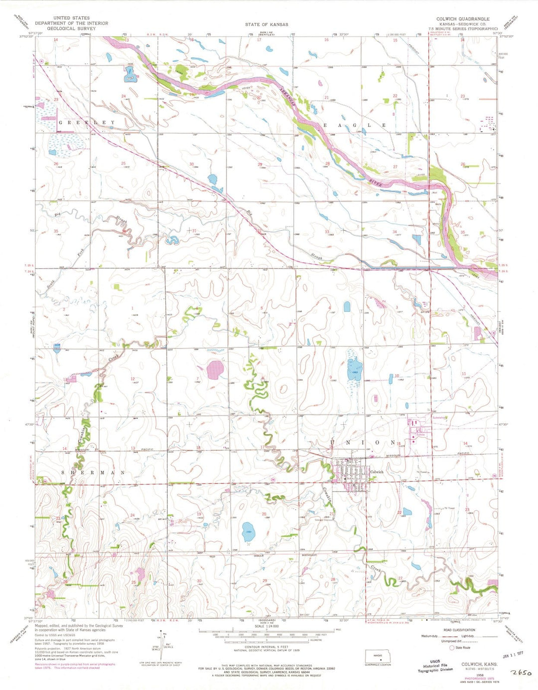 1958 Colwich, KS - Kansas - USGS Topographic Map