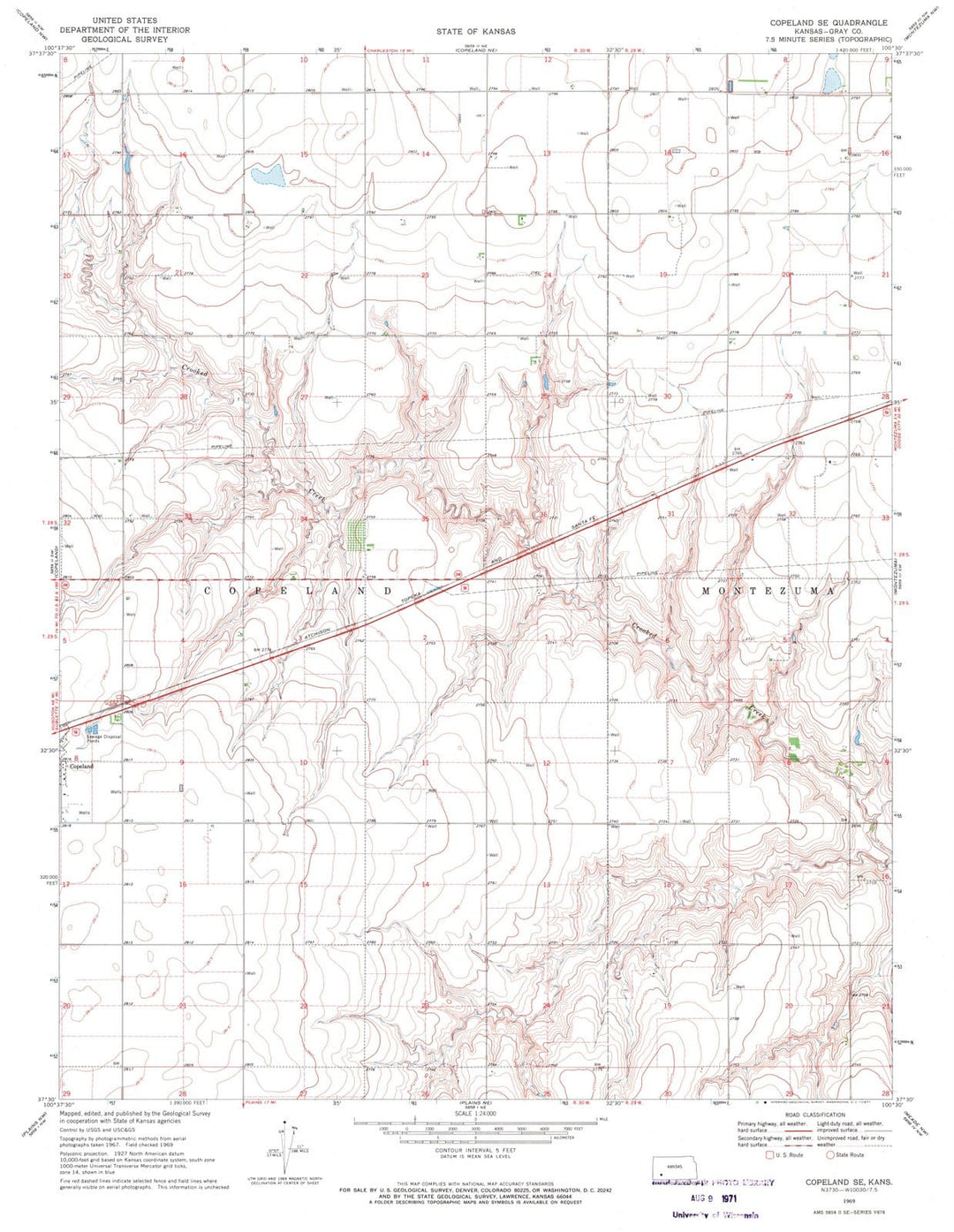 1969 Copeland, KS - Kansas - USGS Topographic Map v3