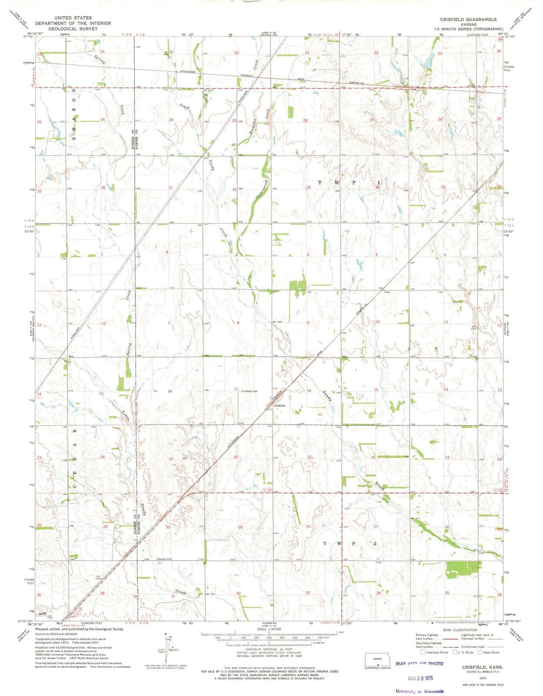 1972 Crisfield, KS - Kansas - USGS Topographic Map