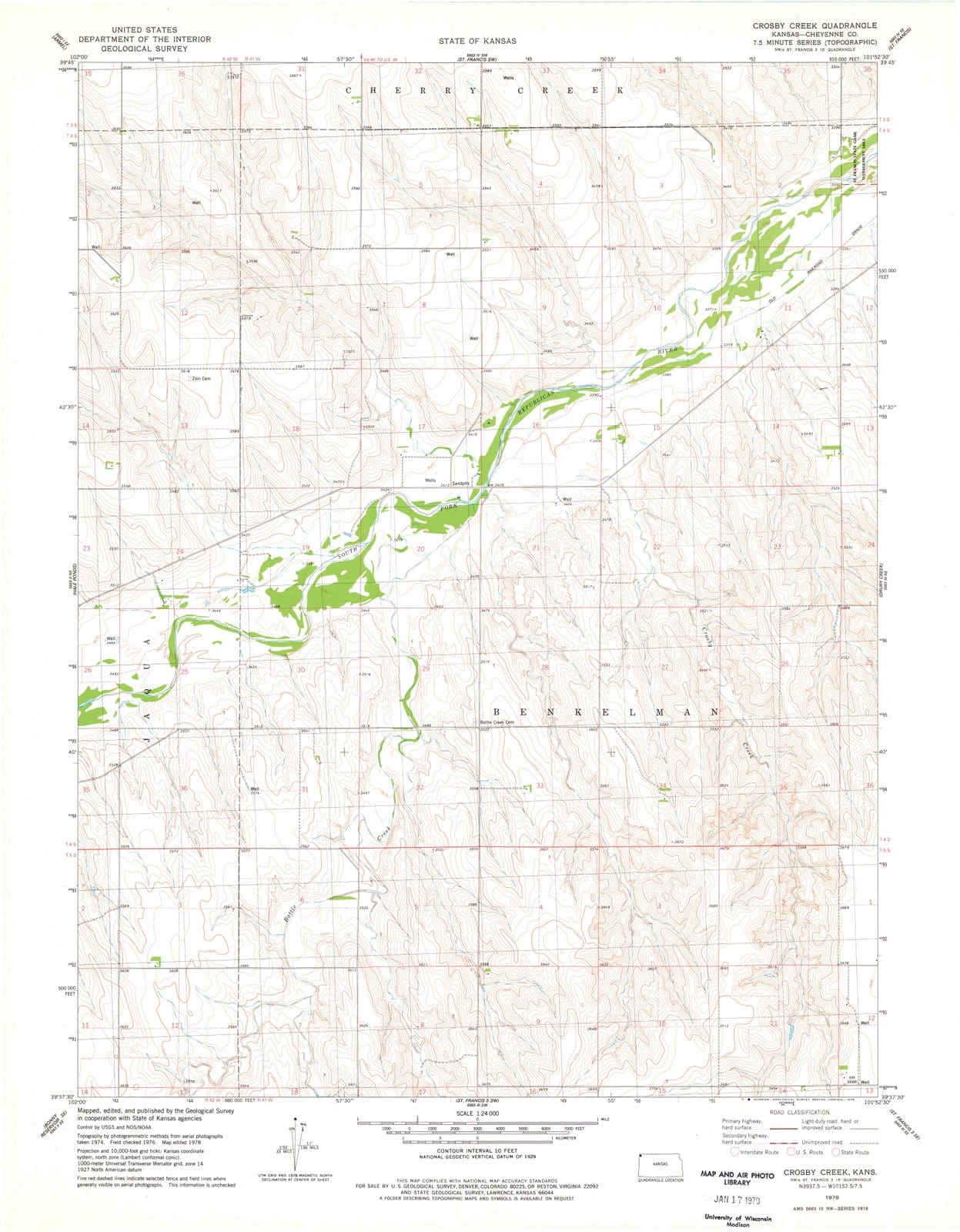 1978 Crosby Creek, KS - Kansas - USGS Topographic Map