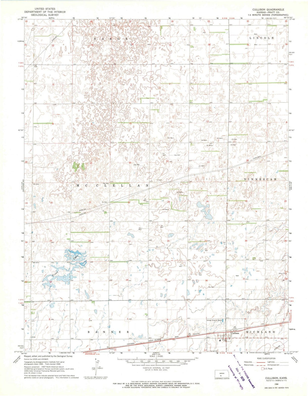 1968 Cullison, KS - Kansas - USGS Topographic Map