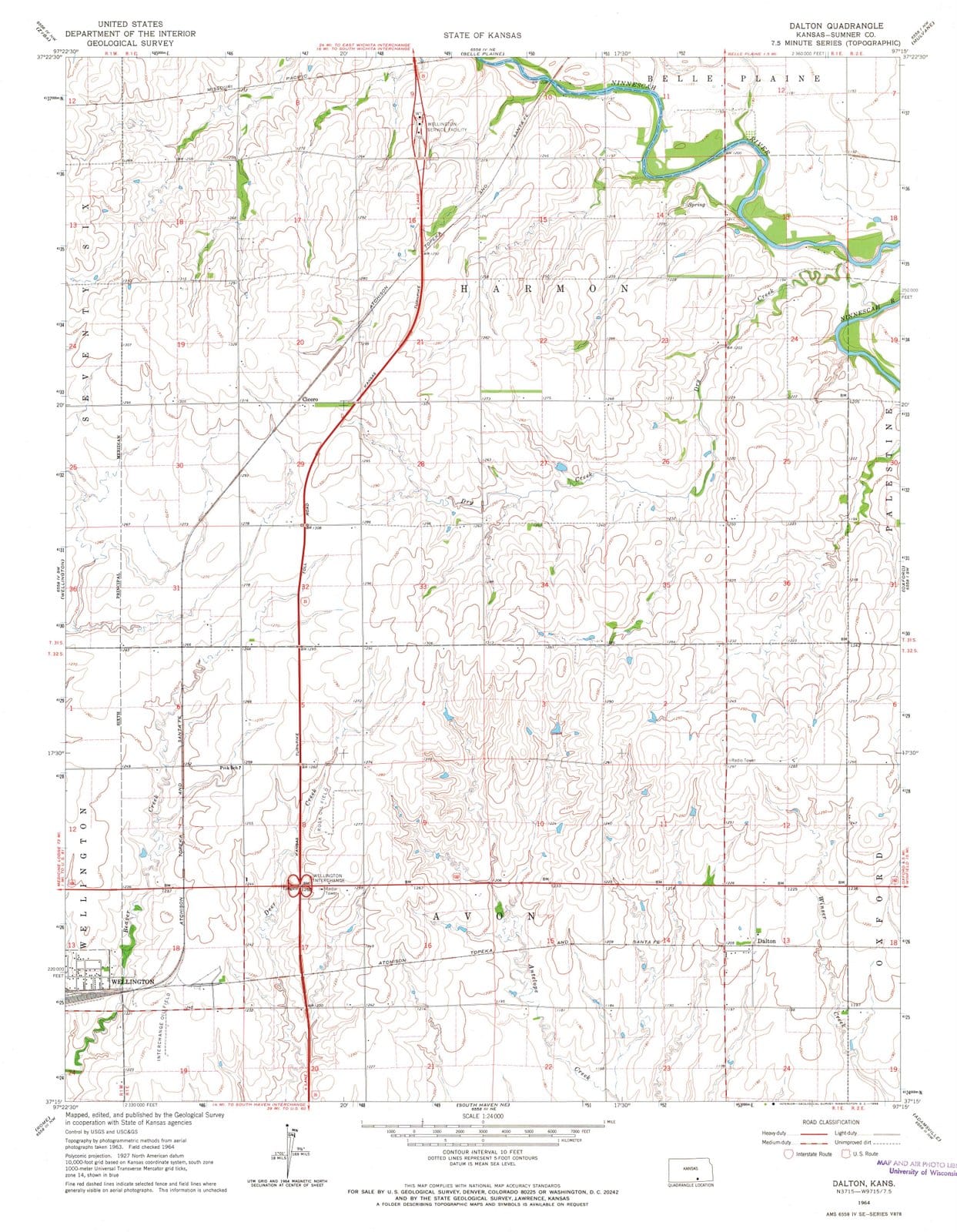 1964 Dalton, KS - Kansas - USGS Topographic Map