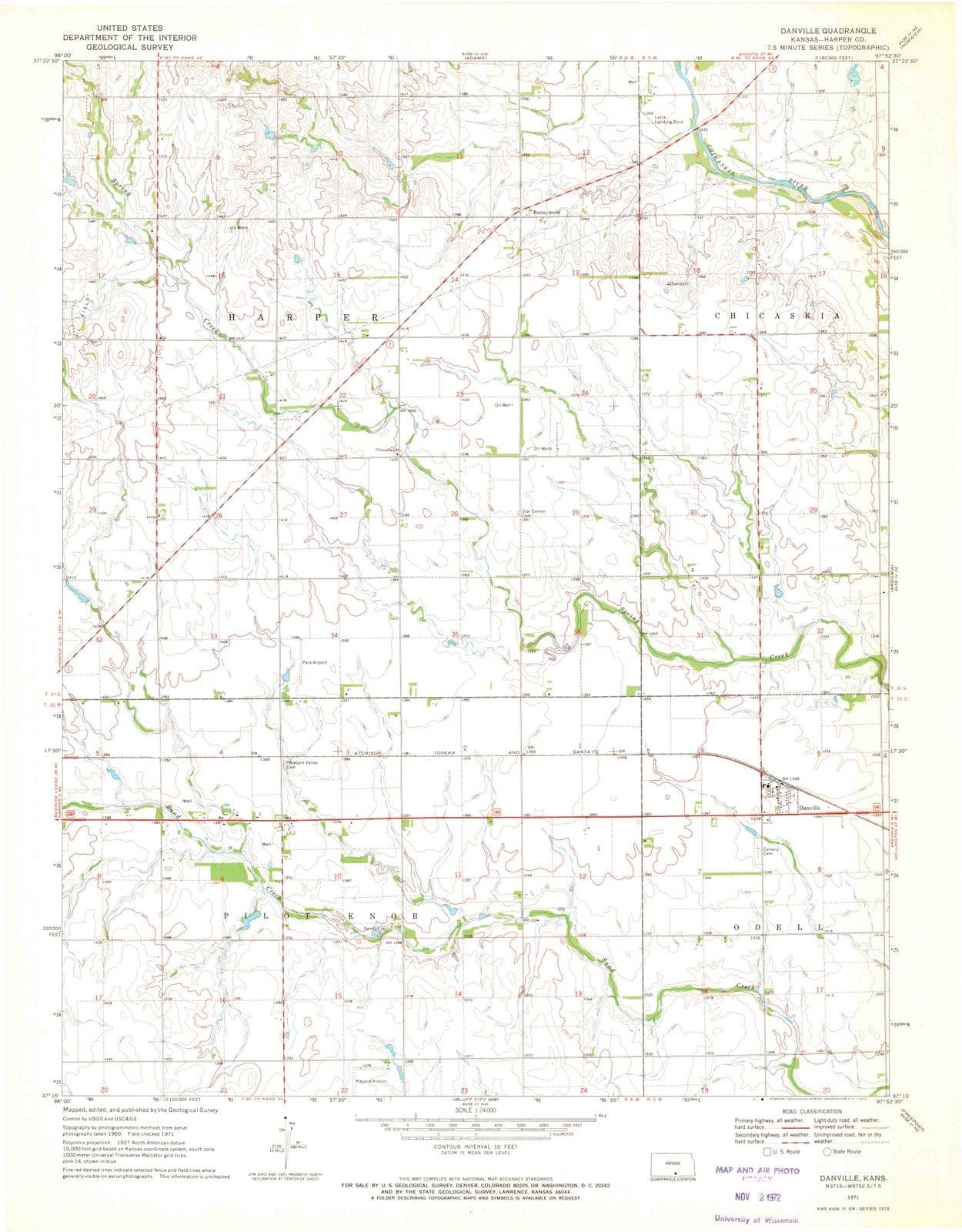 1971 Danville, KS - Kansas - USGS Topographic Map