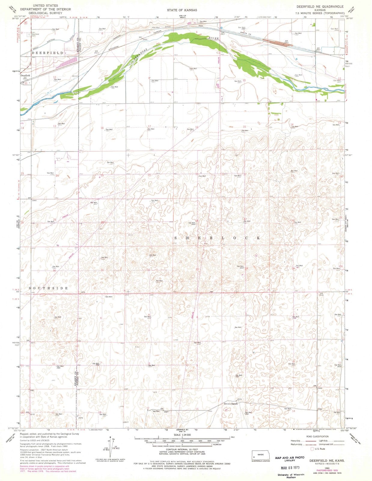 1960 Deerfield, KS - Kansas - USGS Topographic Map