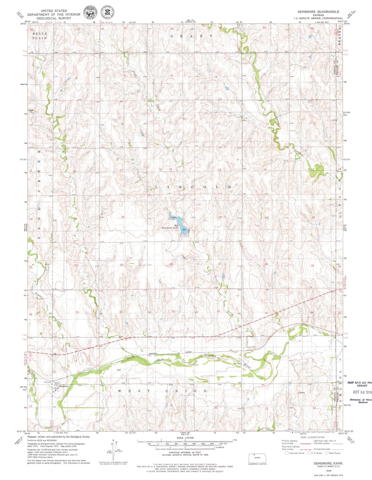 1978 Densmore, KS - Kansas - USGS Topographic Map