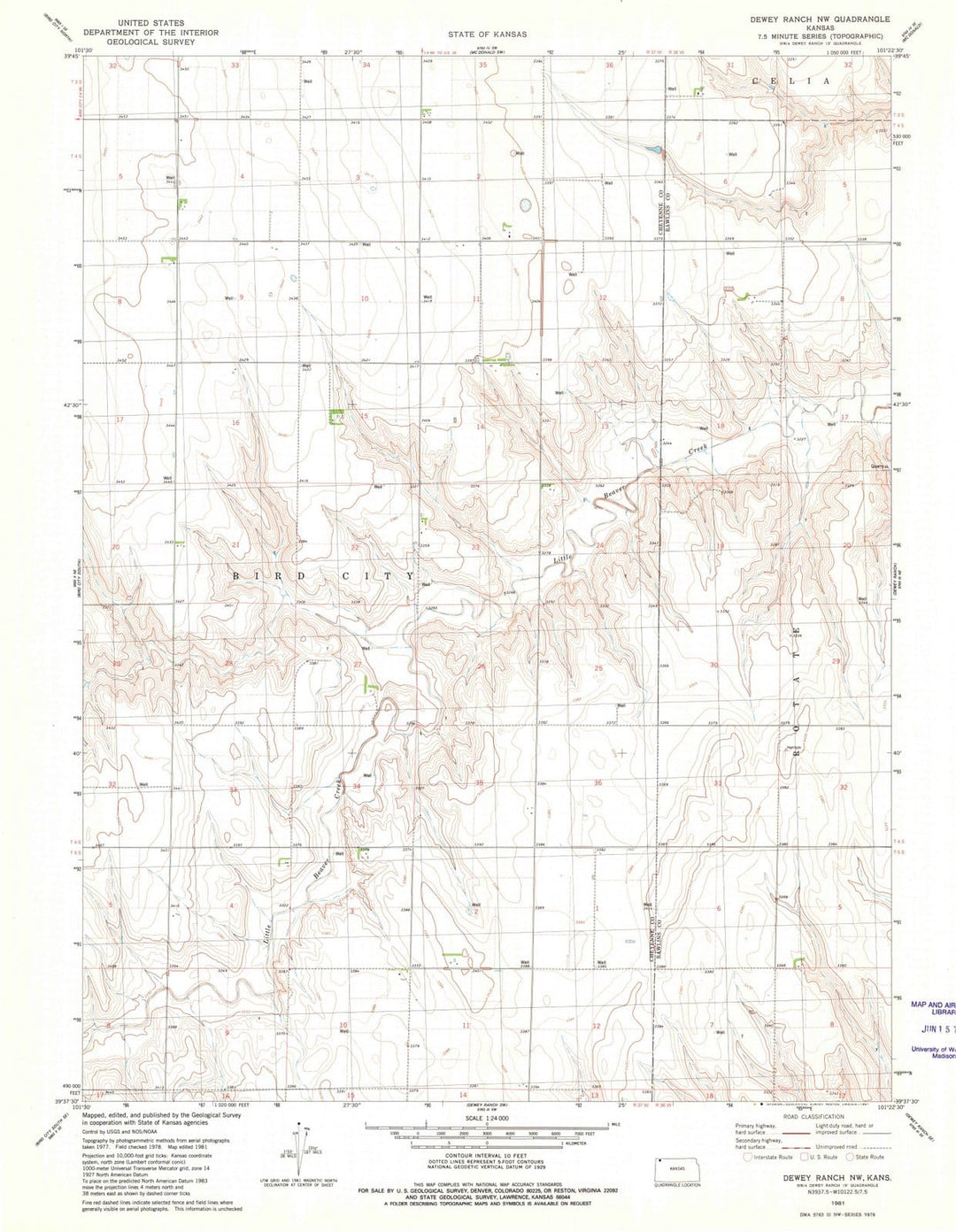 1981 Dewey Ranch, KS - Kansas - USGS Topographic Map