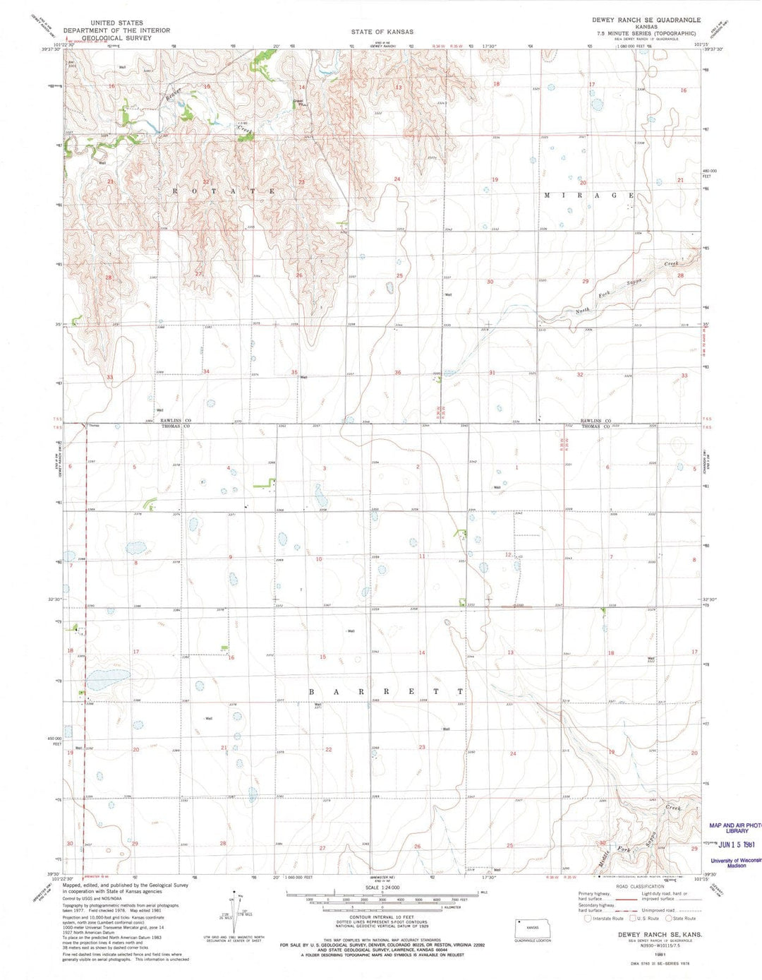 1981 Dewey Ranch, KS - Kansas - USGS Topographic Map v2