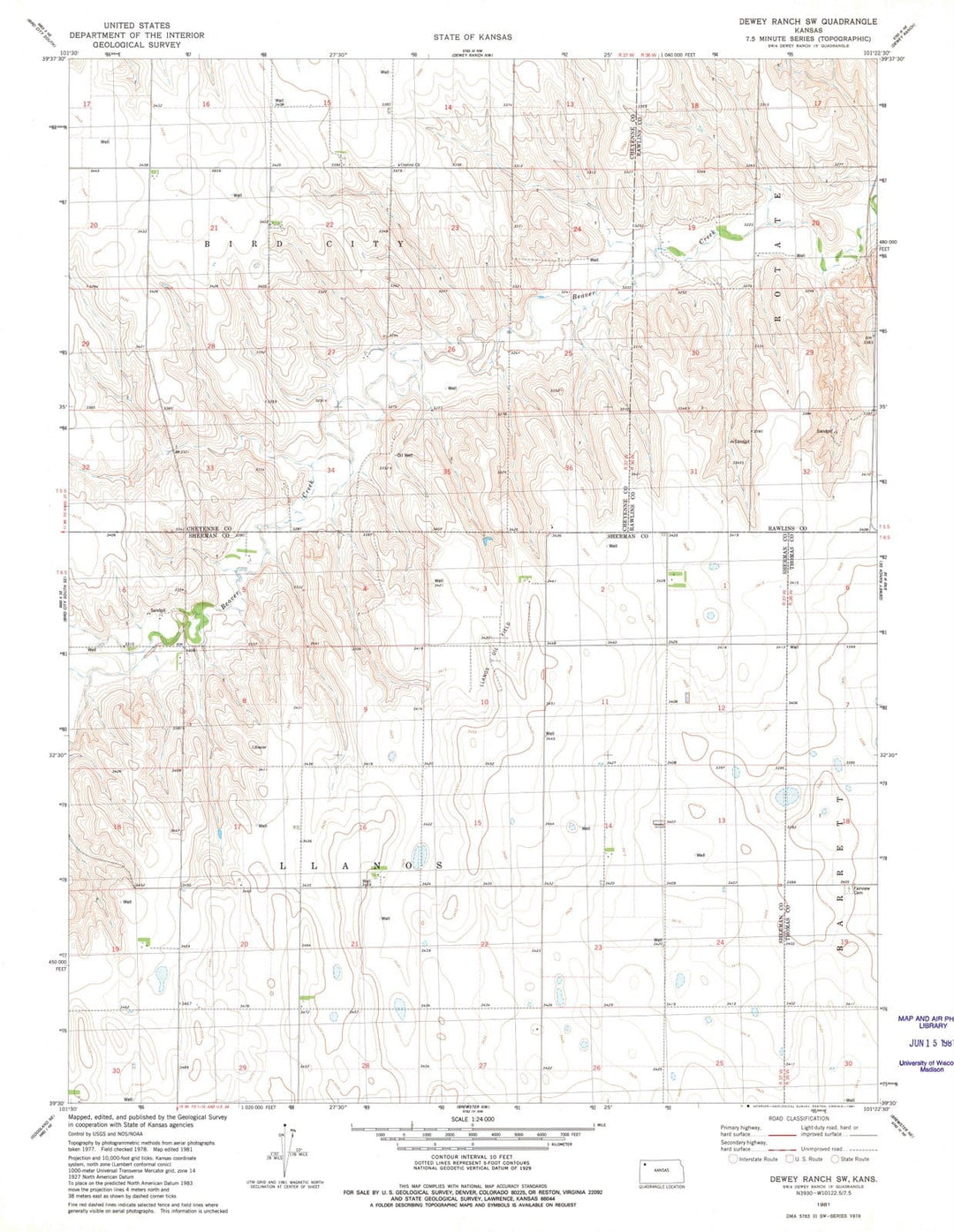 1981 Dewey Ranch, KS - Kansas - USGS Topographic Map v3