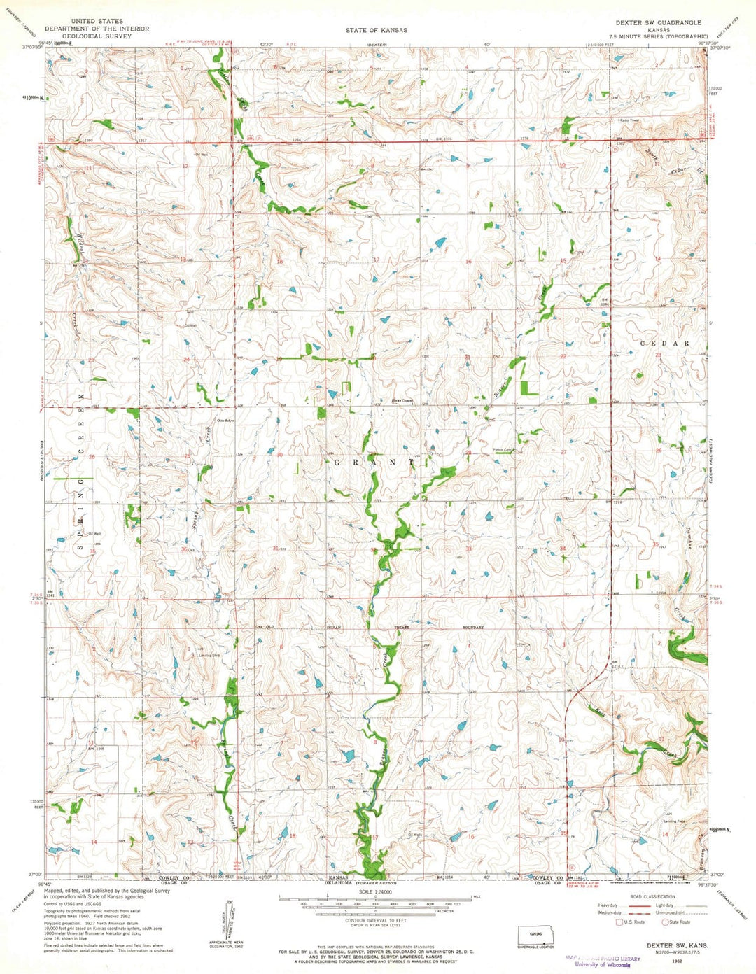 1962 Dexter, KS - Kansas - USGS Topographic Map v2