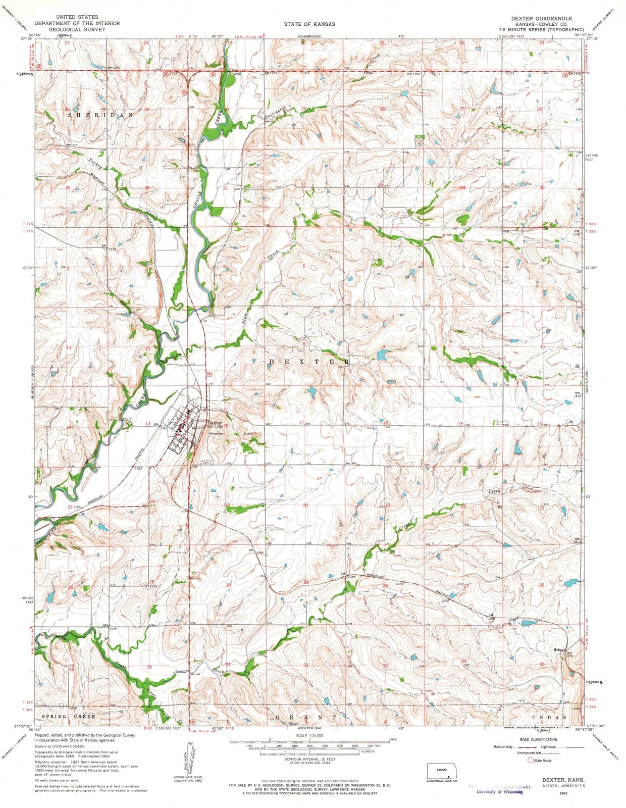 1962 Dexter, KS - Kansas - USGS Topographic Map v3