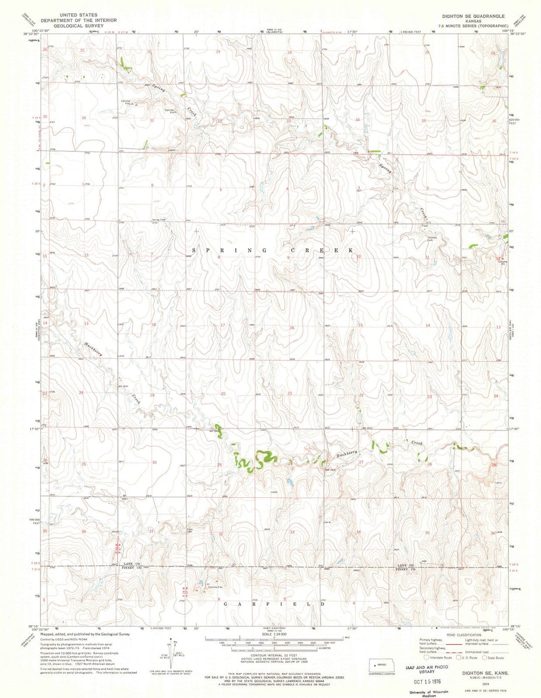 1974 Dighton, KS - Kansas - USGS Topographic Map