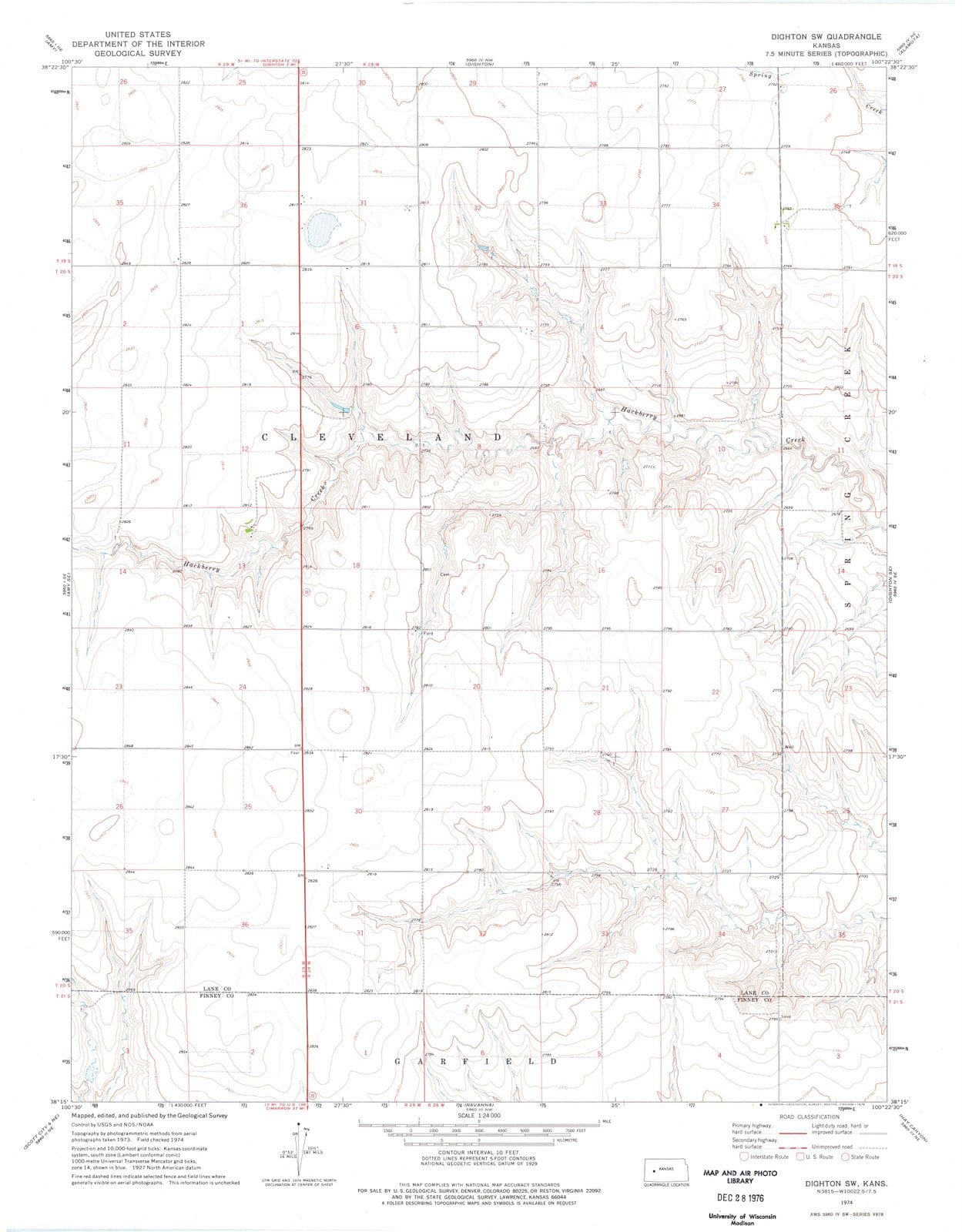 1974 Dighton, KS - Kansas - USGS Topographic Map v2