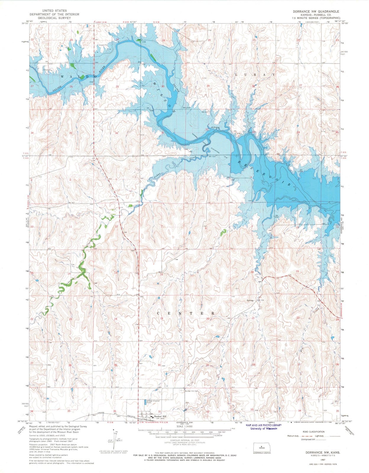 1967 Dorrance, KS - Kansas - USGS Topographic Map v2