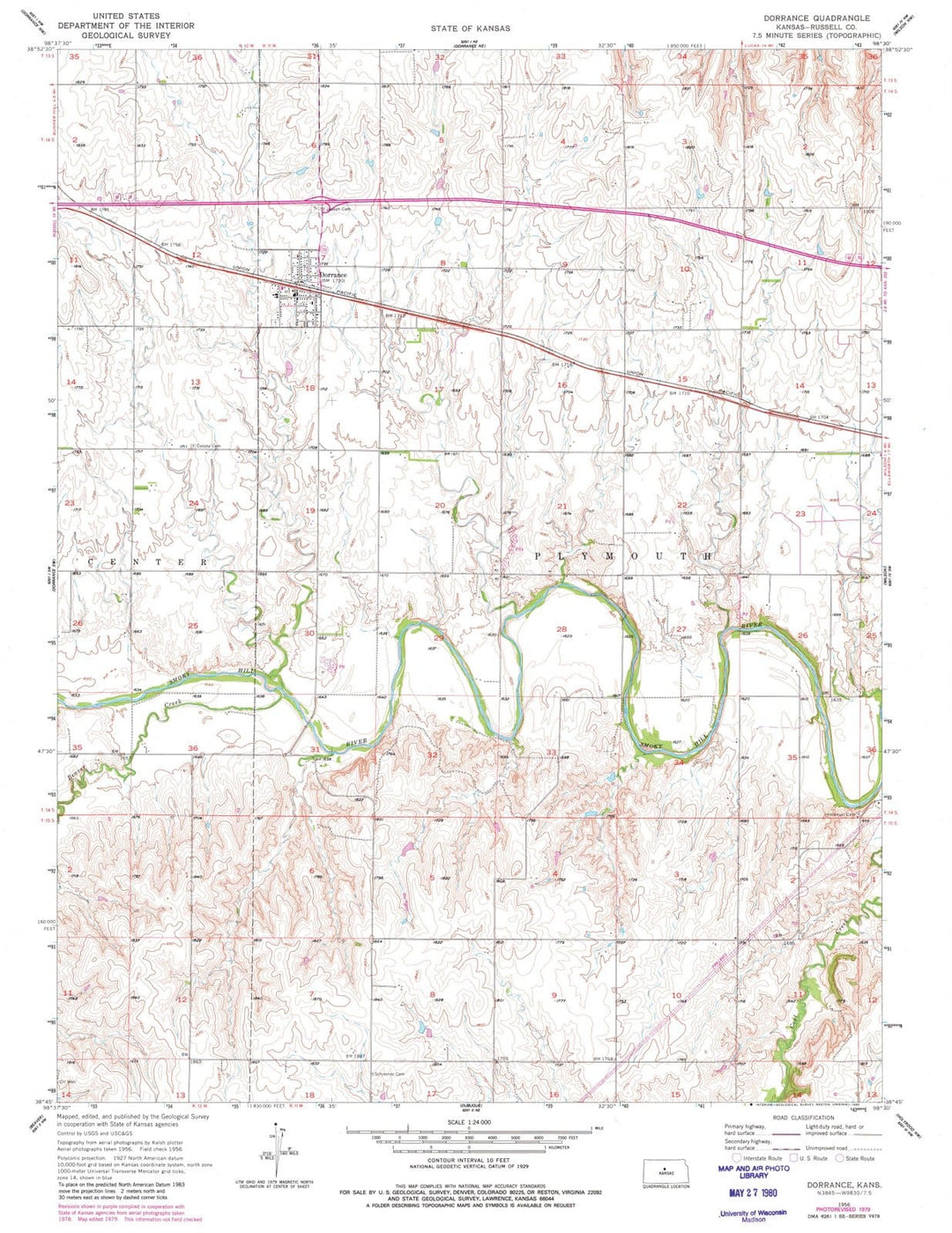 1956 Dorrance, KS - Kansas - USGS Topographic Map v2