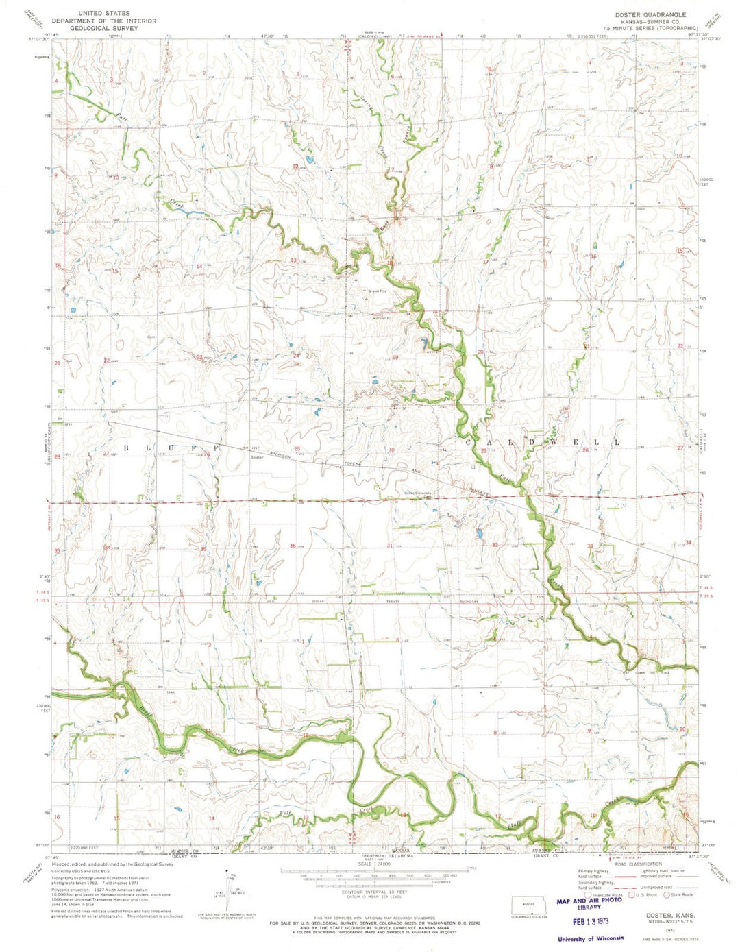 1971 Doster, KS - Kansas - USGS Topographic Map