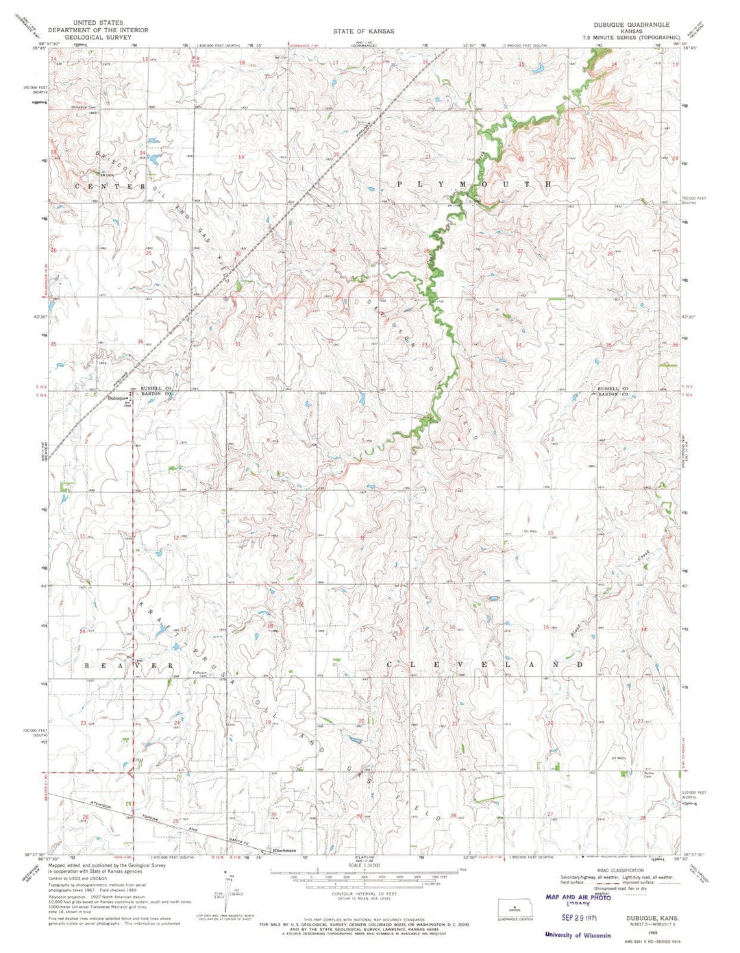 1969 Dubuque, KS - Kansas - USGS Topographic Map