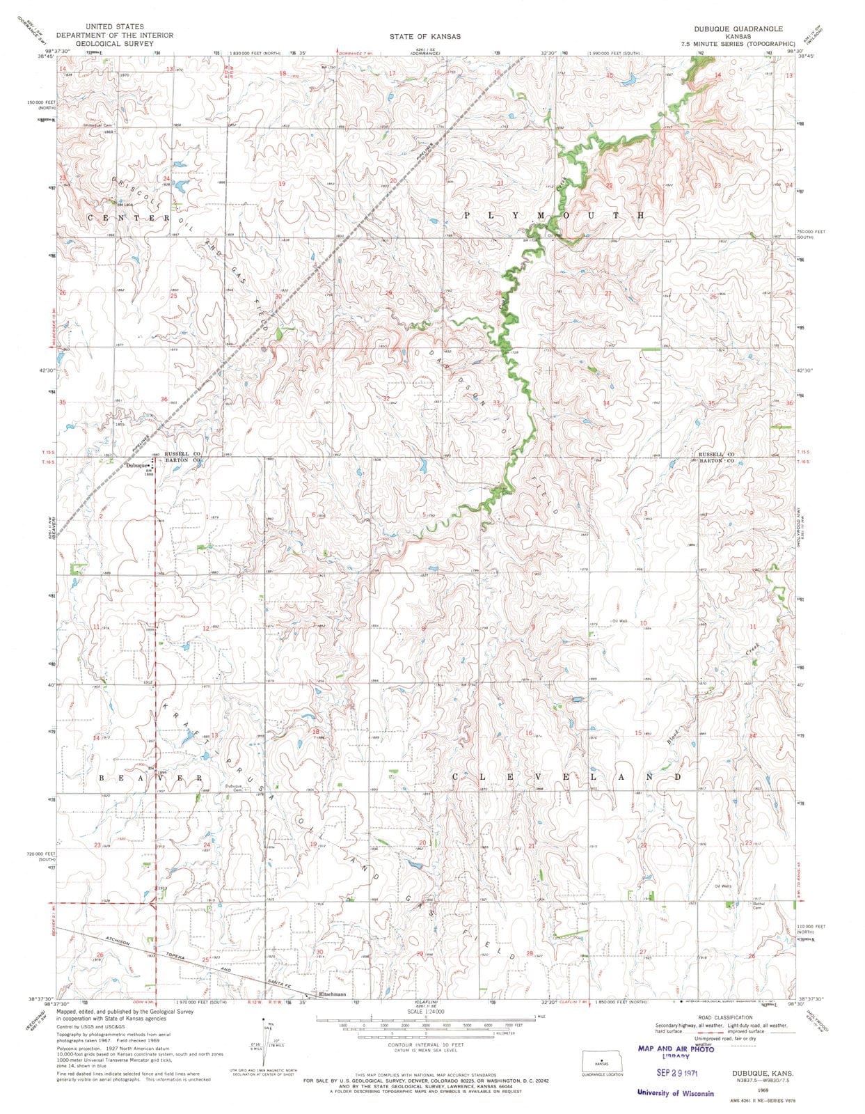 1969 Dubuque, KS - Kansas - USGS Topographic Map