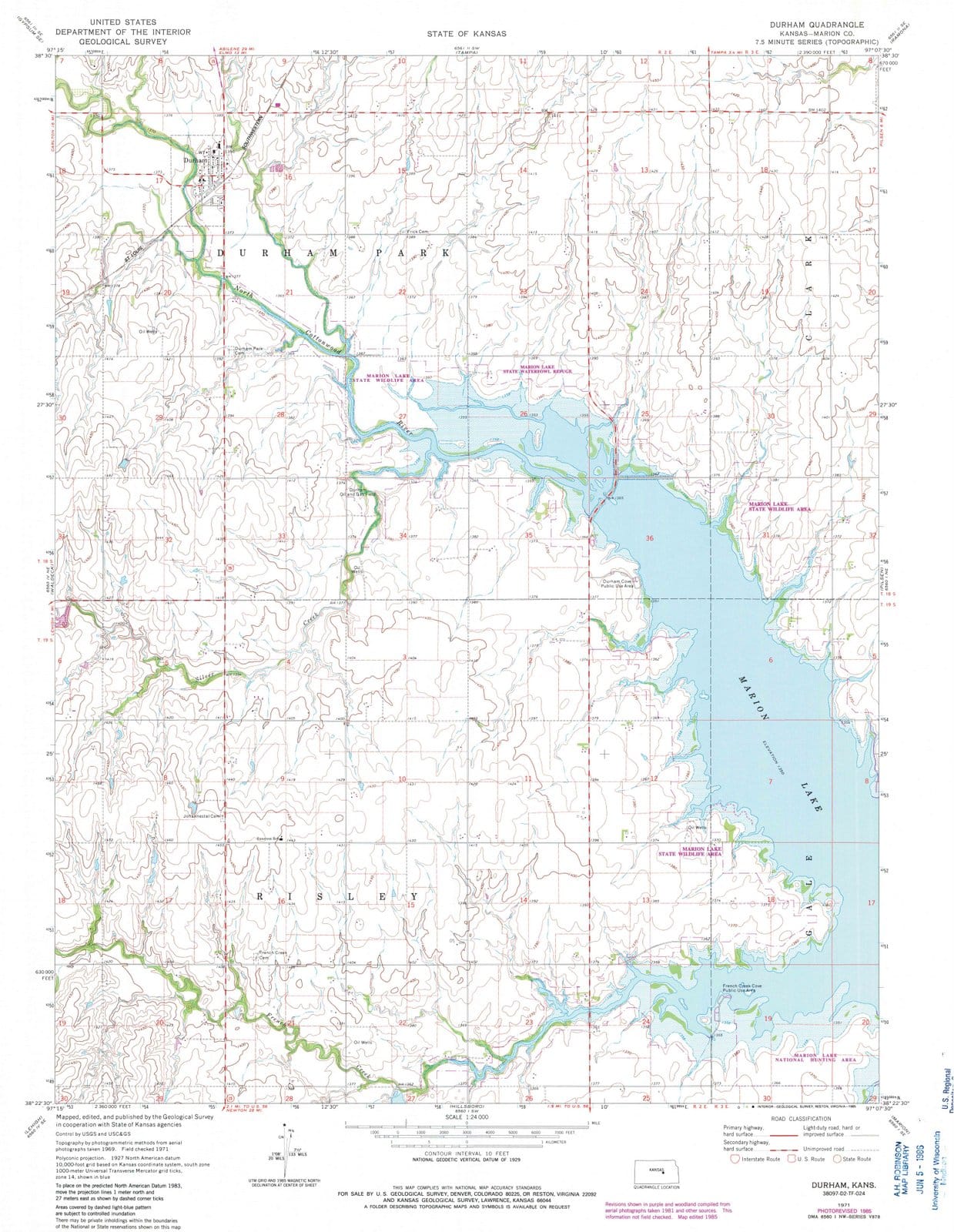 1971 Durham, KS - Kansas - USGS Topographic Map