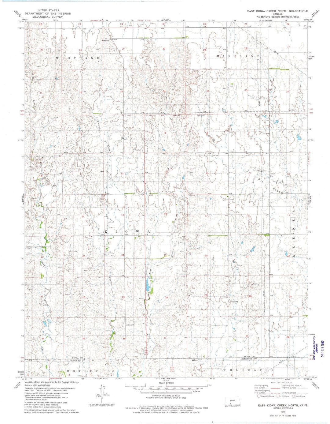 1979 East Kiowa Creek North, KS - Kansas - USGS Topographic Map