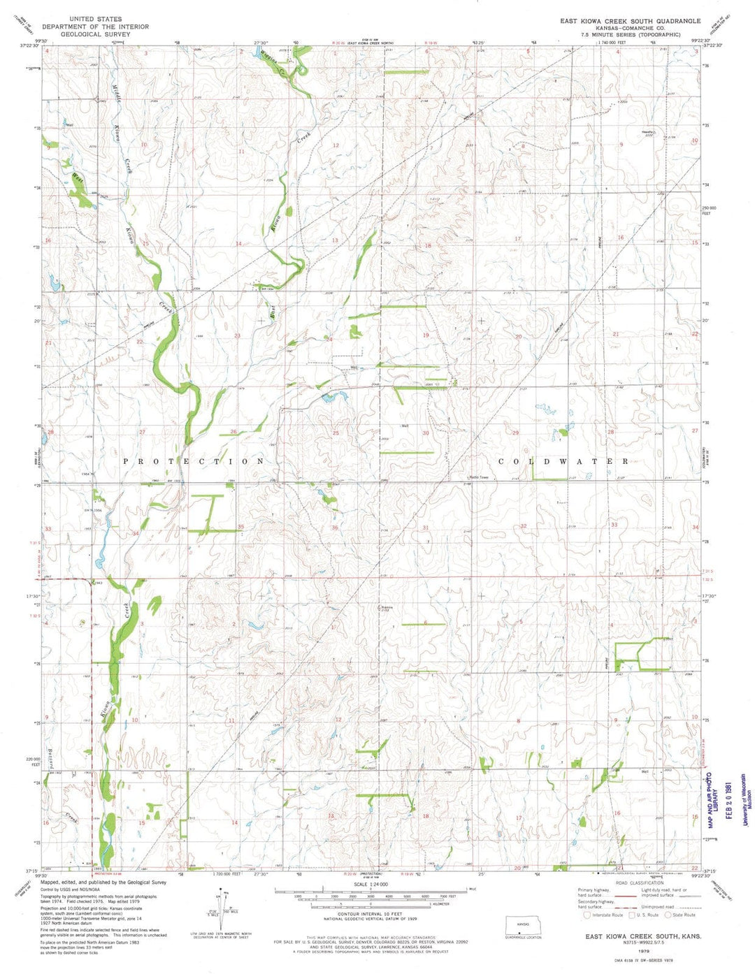 1979 East Kiowa Creek South, KS - Kansas - USGS Topographic Map