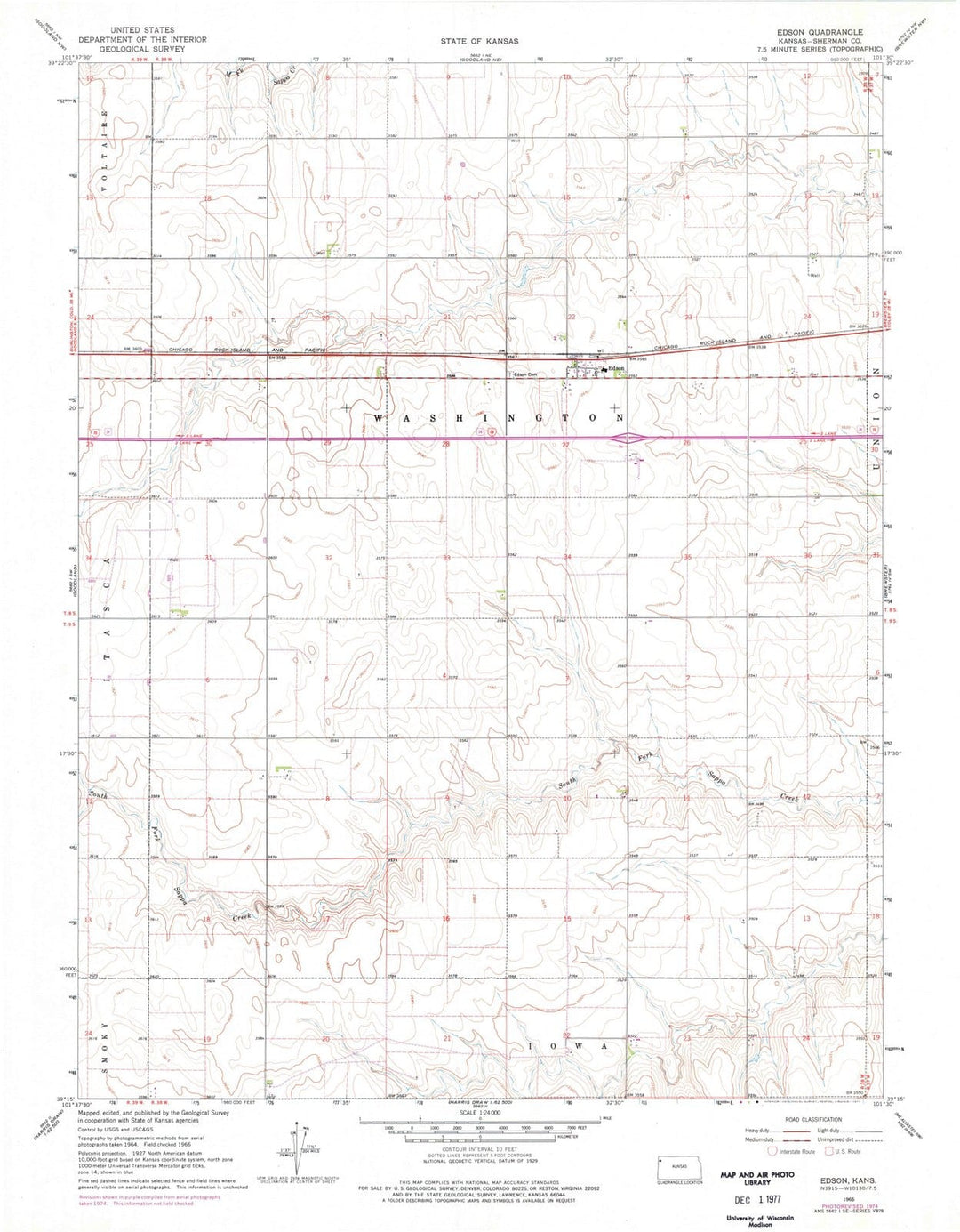 1966 Edson, KS - Kansas - USGS Topographic Map