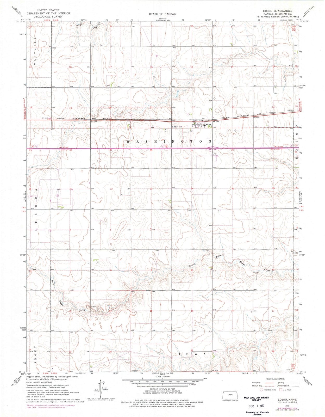 1966 Edson, KS - Kansas - USGS Topographic Map