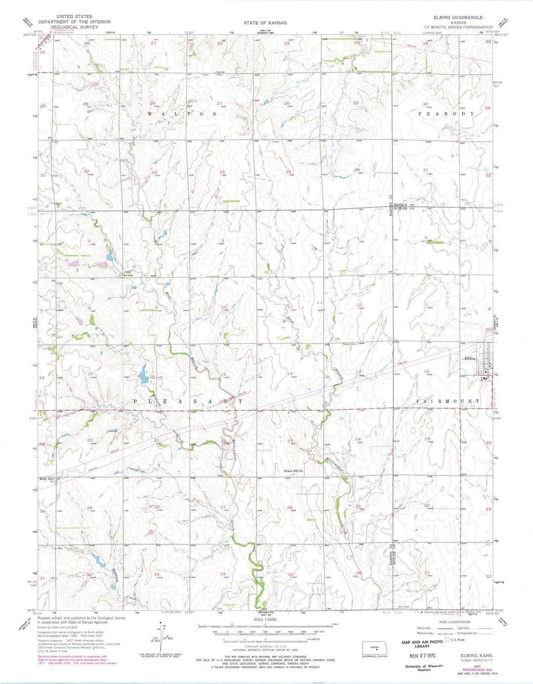 1957 Elbing, KS - Kansas - USGS Topographic Map