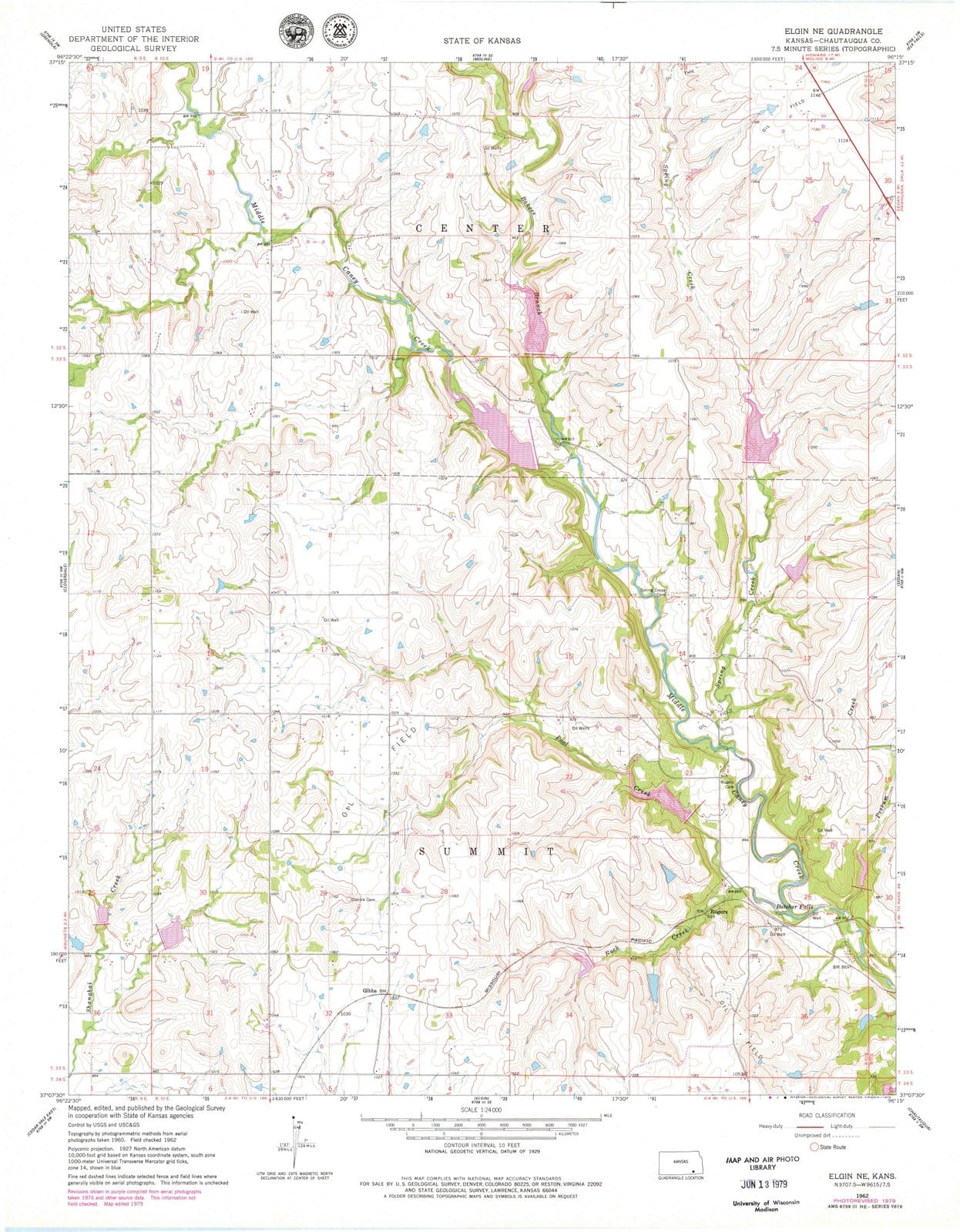 1962 Elgin, KS - Kansas - USGS Topographic Map