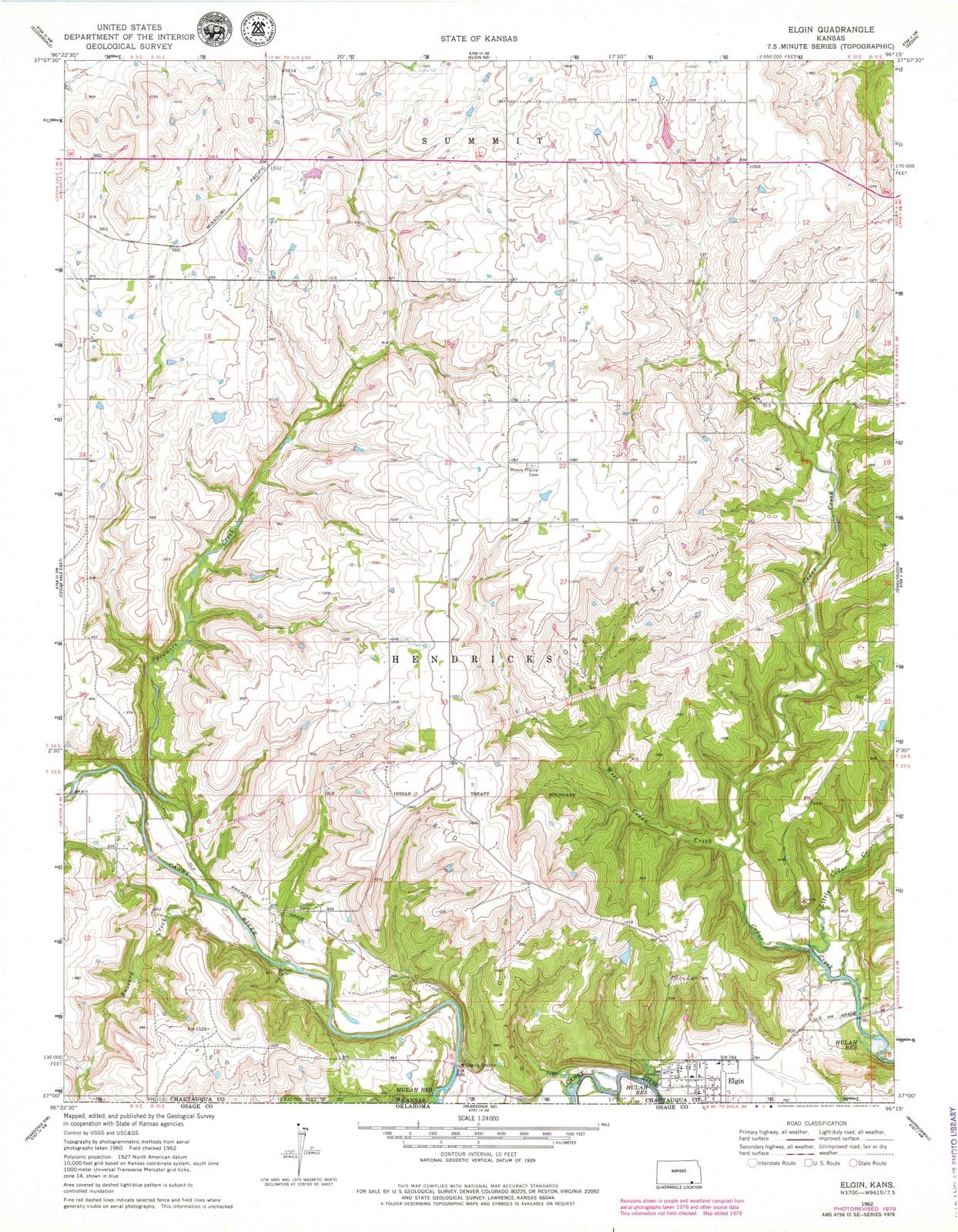 1962 Elgin, KS - Kansas - USGS Topographic Map v2