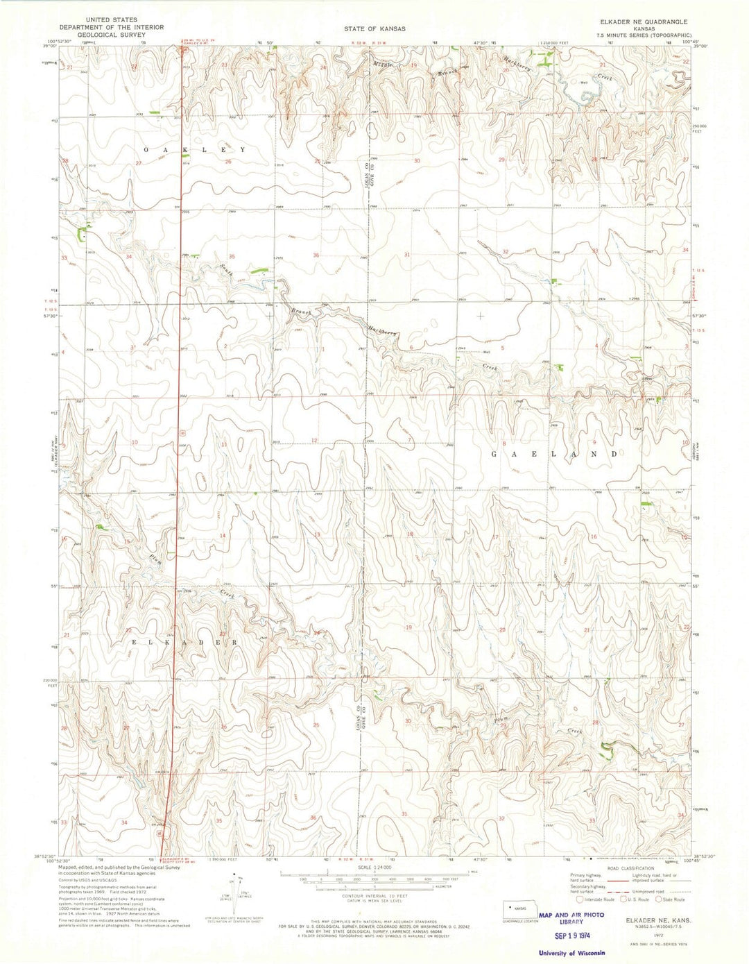 1972 Elkader, KS - Kansas - USGS Topographic Map