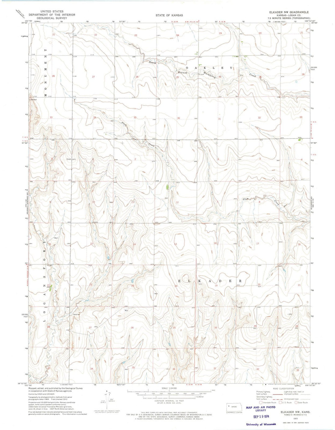 1972 Elkader, KS - Kansas - USGS Topographic Map v2