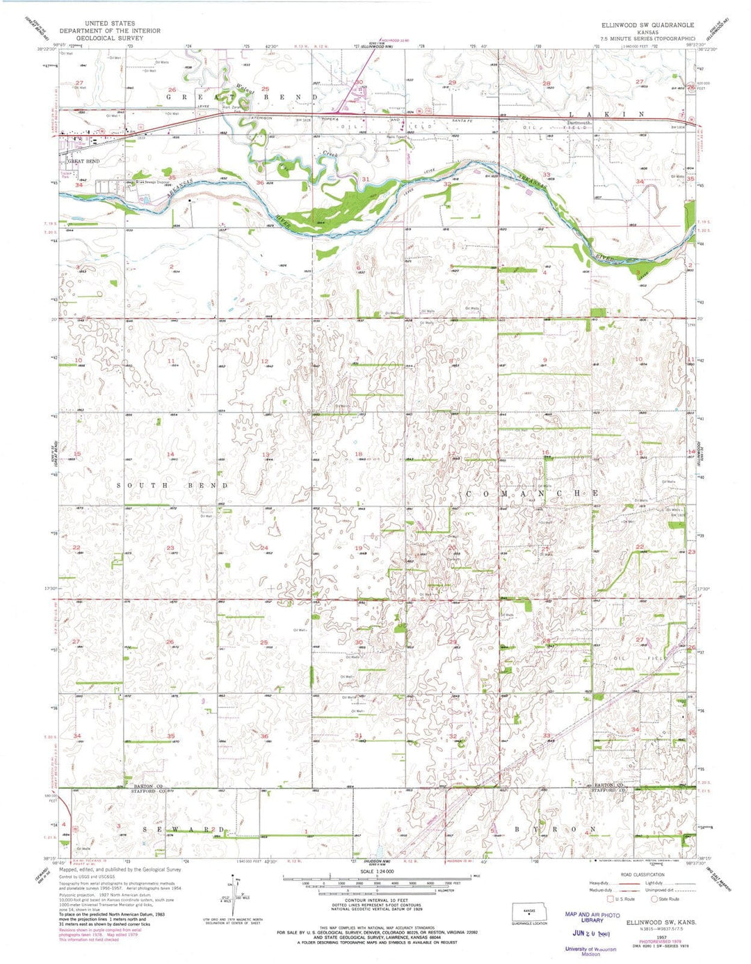 1957 Ellinwood, KS - Kansas - USGS Topographic Map