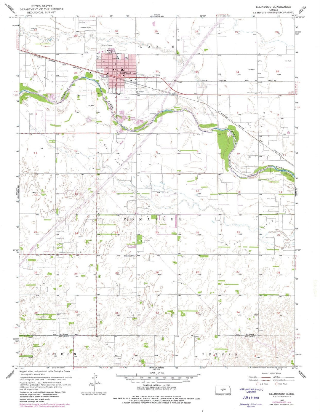 1957 Ellinwood, KS - Kansas - USGS Topographic Map v2