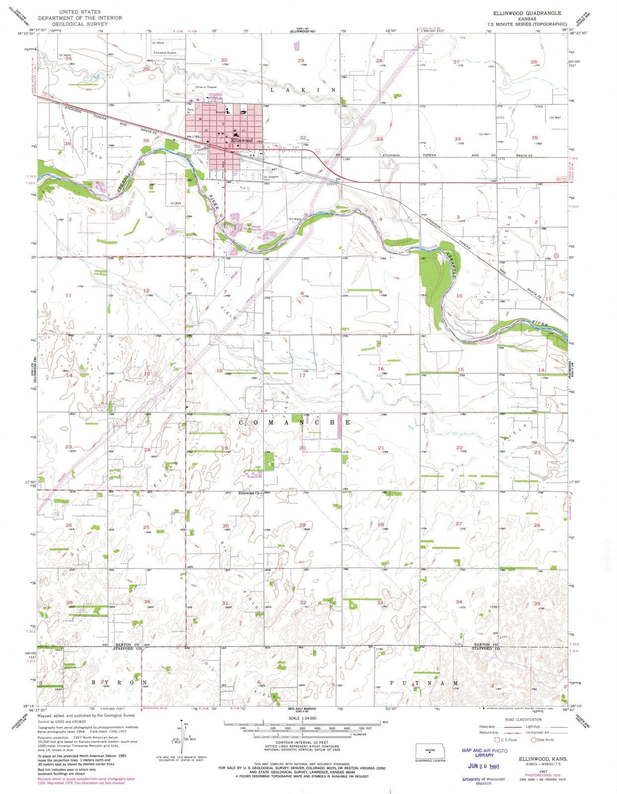 1957 Ellinwood, KS - Kansas - USGS Topographic Map v2