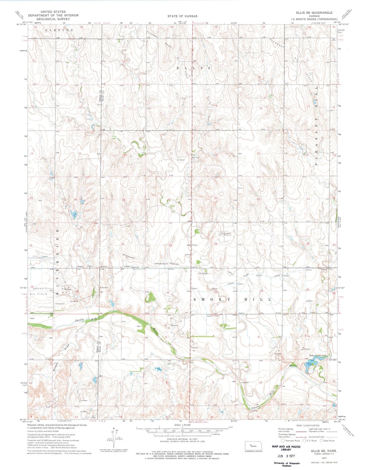 1974 Ellis, KS - Kansas - USGS Topographic Map