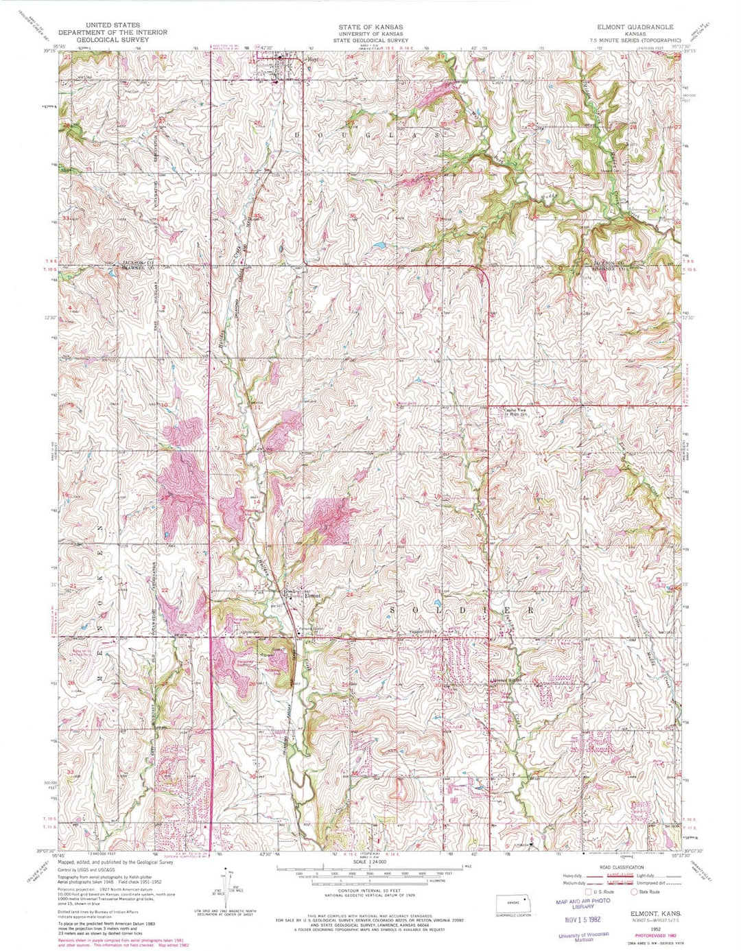 1952 Elmont, KS - Kansas - USGS Topographic Map