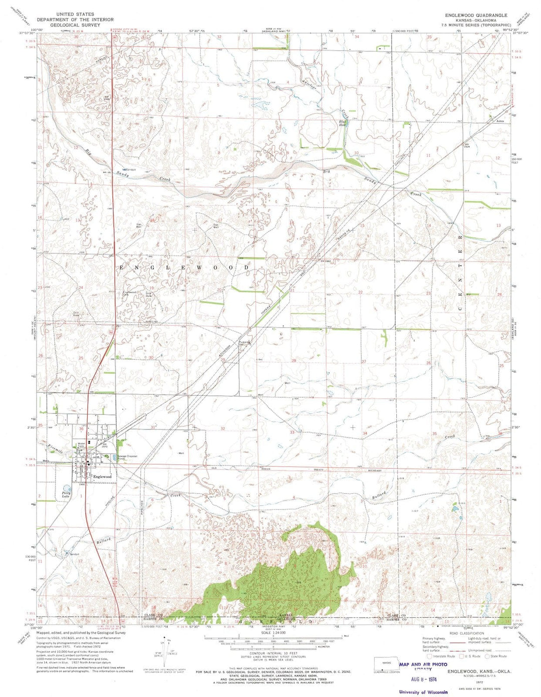 1972 Englewood, KS - Kansas - USGS Topographic Map