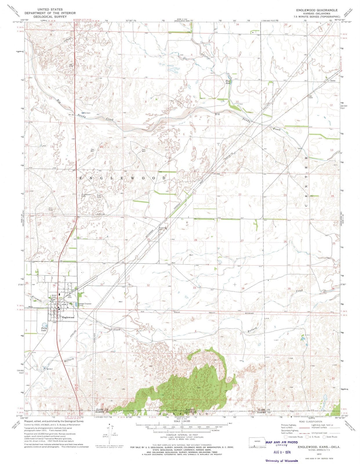 1972 Englewood, KS - Kansas - USGS Topographic Map